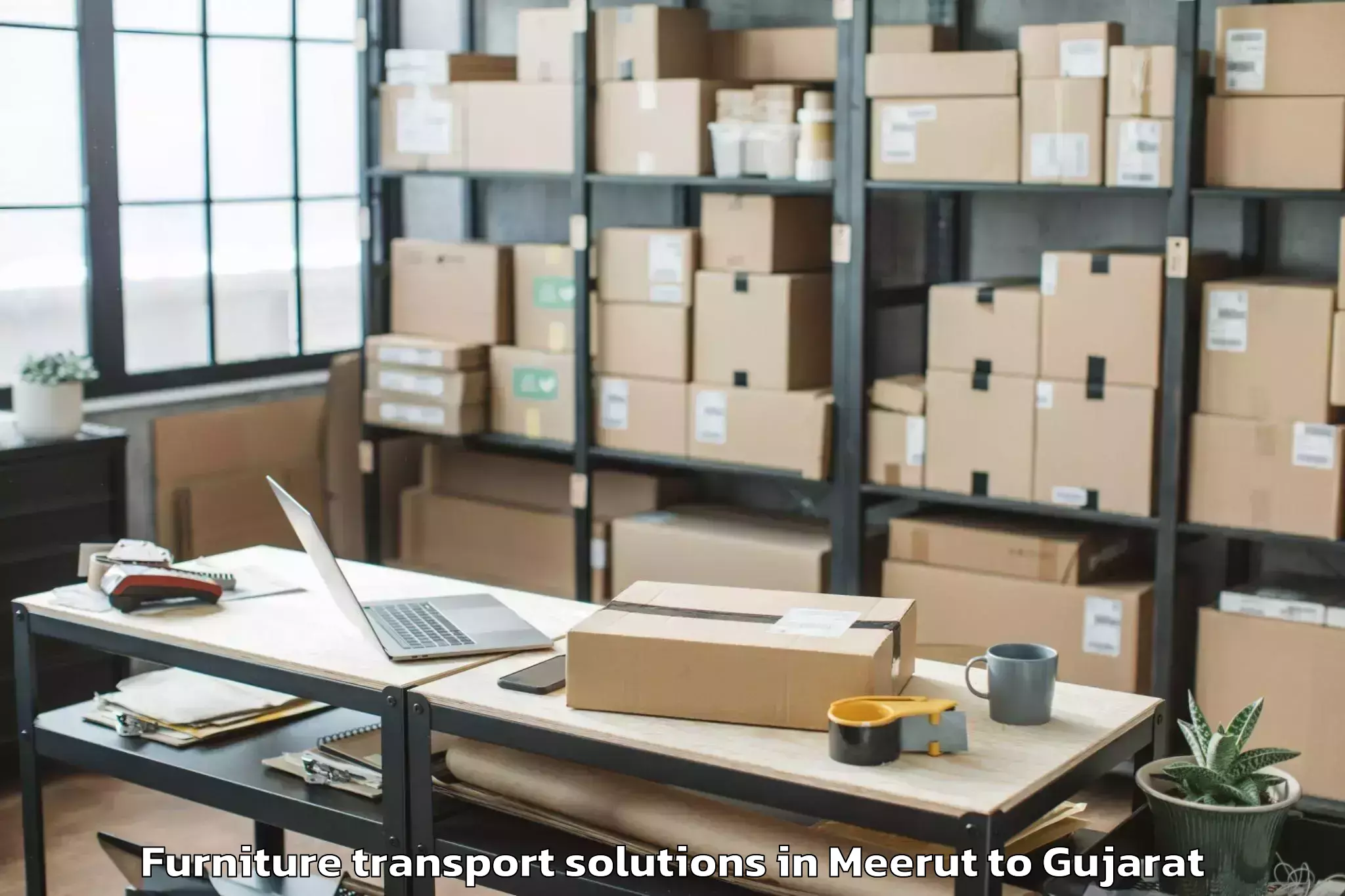 Easy Meerut to Amod Furniture Transport Solutions Booking